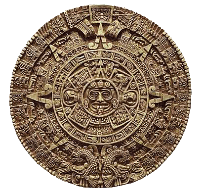 The Aztec Sun Stone (Piedra del Sol), a circular carved basalt monolith with the face of a deity at its centre